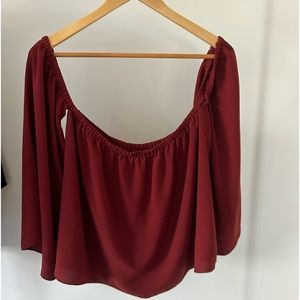 Dark Red Flowy Top